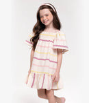 VESTIDO Trick Nick estampado com babados com listra e manga ciganinha