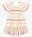 VESTIDO Trick Nick estampado com babados com listra e manga ciganinha