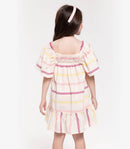 VESTIDO Trick Nick estampado com babados com listra e manga ciganinha