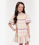VESTIDO Trick Nick estampado com babados com listra e manga ciganinha
