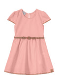 Vestido Infantil Ribana Aurora com aplique e cinto Mundi (Rosa ou Amarelo)