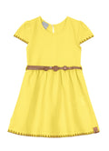 Vestido Infantil Ribana Aurora com aplique e cinto Mundi (Rosa ou Amarelo)