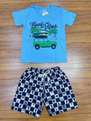Kit 3 Conjuntos Meninos Camiseta e Shorts Com Cores e Estampas Variadas Tamanhos 4 - 6  - 8