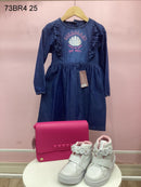 Kit 3 Peças Vestido Infantil Tamanho 4 com Bolsa + Calçado