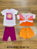 Kit Conjunto Elian Meninas Infantil 4 Peças Tamanhos 4 -10-12 e 14