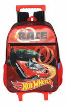Kit Mochila Infantil Com Rodinhas + Estojo Simples do Hotwheels Race Preta e Vermelha