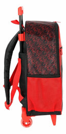 Kit Mochila Infantil Com Rodinhas + Lancheira Térmica do Hotwheels Race Preta e Vermelha