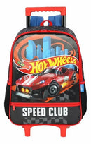 Kit Mochila Infantil Com Rodinhas + Lancheira Térmica do Hotwheels Speed Club