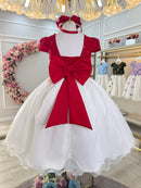 Vestido Infantil Vermelho Bordado Borboletas Dama Festa Luxo