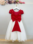 Vestido Infantil Vermelho Bordado Borboletas Dama Festa Luxo