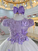 Vestido Infantil Lilás C/ Bordado Borboletas Dama Festas Luxo
