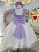 Vestido Infantil Lilás C/ Bordado Borboletas Dama Festas Luxo