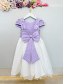 Vestido Infantil Lilás C/ Bordado Borboletas Dama Festas Luxo
