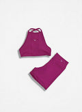 Conjunto feminino fitness na poliamida com bojo removivel e costa aberta Lara
