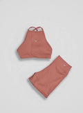 Conjunto feminino fitness na poliamida com bojo removivel e costa aberta Lara
