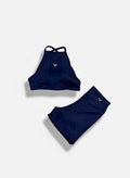 Conjunto feminino fitness na poliamida com bojo removivel e costa aberta Lara
