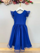 Vestido Infantil Azul Royal C/ Glitter Festas Daminhas Luxo