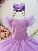 Vestido Infantil Lilás C/ Glitter Festas Daminhas Luxo