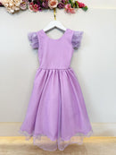 Vestido Infantil Lilás C/ Glitter Festas Daminhas Luxo