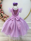 Vestido Infantil Lilás C/ Glitter Festas Daminhas Luxo