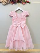 Vestido Infantil Rosa Com Renda e Borboletas Dama Festas Luxo