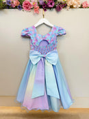 Vestido Infantil Sereia Busto Escamas Colorido Festas