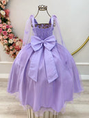 Vestido Infantil Longo Lilás Aplique Borboletas Festas Dama Luxo