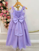 Vestido Infantil Longo Lilás Aplique Borboletas Festas Dama Luxo