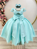 Vestido Infantil Longo Verde Busto Nervura C/ Pérolas Damas