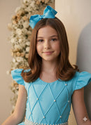Vestido Ysa Kids Ariane Longo Azul Tifanny