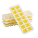 Kit com 4 formas de gelo fundo de silicone com tampa