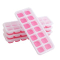 Kit com 4 formas de gelo fundo de silicone com tampa