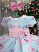 Vestido Ysa Kids Jardim Florido Elisa Azul Bebe