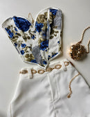 Cropped Corset Estampado com Decote Coração Andreia Ref. 1860