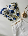 Cropped Corset Estampado com Renda Sabrina Ref. 1859