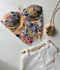 Cropped Corset Estampado com Renda Sabrina Ref. 1859