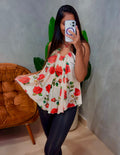Blusa em Tule Estampado Frente Única com Argola Nadja Ref. 1861