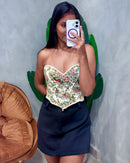 Cropped Corset Estampado com Decote Coração Andreia Ref. 1860
