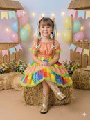 Vestido Junino Banana Club Luxo Quermesse do Sertão Laranja