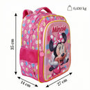 Kit Mochila Costas Tam.16 + Lancheira Térmica e Estojo box Infantil da Minnie Rosa Colorida