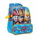 Kit Mochila de Costas Tam. 14 C/ Capuz e Estojo Duplo Escolar da Patrulha Canina S2