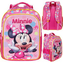 Kit Mochila Costas Tam.16 + Lancheira Térmica e Estojo box Infantil da Minnie Rosa Colorida