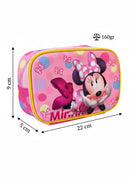 Kit Mochila Costas Tam.16 + Lancheira Térmica e Estojo box Infantil da Minnie Rosa Colorida