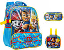 Kit Mochila de Costas Escolar Tam. 14  C/ Capuz + Lancheira Térmica e Estojo Duplo da Patrulha Canina S2
