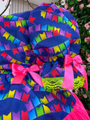 Vestido Junino Banana Club Luxo Bandeirinha do Amor