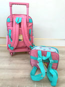 Kit Mochila Infantil C/ Rodinhas Tam. 16 + Lancheira Térmica Lilo e Stitch