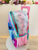 Kit Mochila Infantil C/ Rodinhas Tam. 16 + Lancheira Térmica Lilo e Stitch