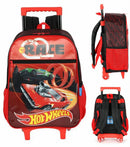Kit Mochila Infantil Com Rodinhas + Lancheira Térmica do Hotwheels Race Preta e Vermelha