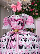 Vestido Junino Tematico Luxo Minnie/Minei Rosa
