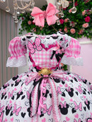 Vestido Junino Tematico Luxo Minnie/Minei Rosa